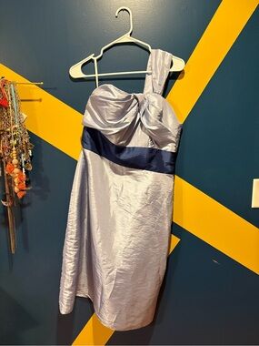 Wtoo Light Blue One Shoulder Midi Dress EUC